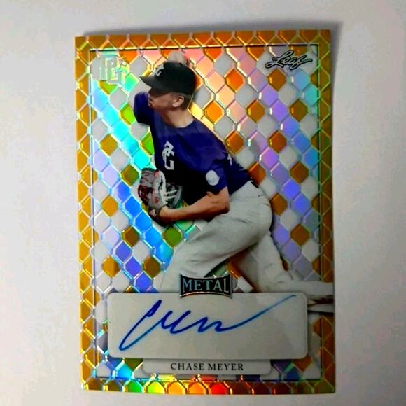 2022 Leaf Metal Perfect Game Chase Meyer Autograph Pre Production Proof 1/1 - Picture 6 of 6